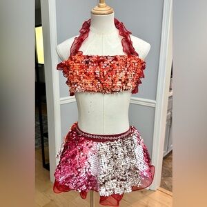 Multi color sequin dance costume